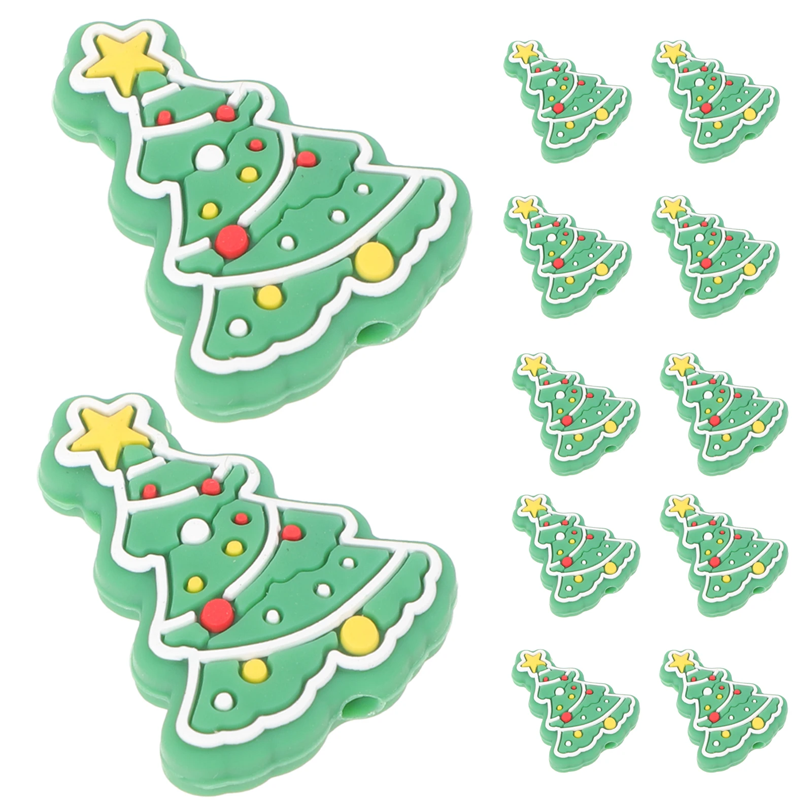 

20pcs Christmas Tree Silicone Beads for Jewelry Making Bracelets Xmas Element Shiny Color Smooth Practical Decorative