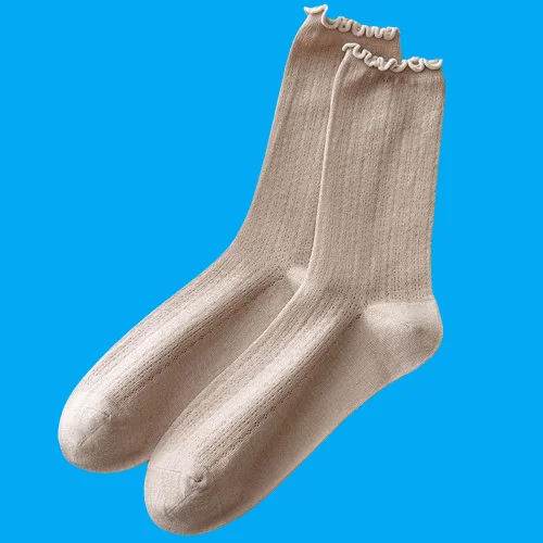 5/10 Pairs Summer Thin Women's Stacked Socks Cotton Socks Lace Confinement Socks Wood Ear Edge Socks Middle-tube Socks