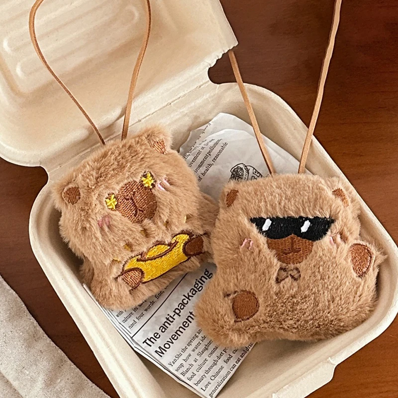 Cute Capybara Stuffed Doll Pendant Girl Bag Keychain Decoration Pendant Cartoon Kapibala Plush Doll Pendant Bag Decoration