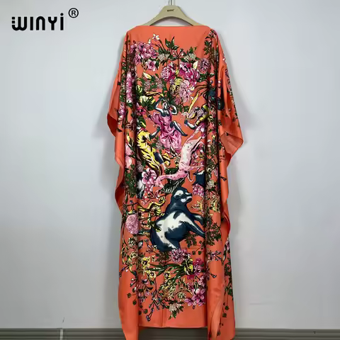 WINYI new high quality beach dress Summer Print Elegant africa clothing beach outfits for women evening dress party muslim dress