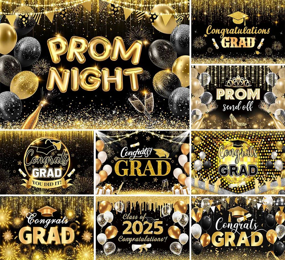 Mehofond التصوير خلفية حفل التخرج تهنئة قبعة الذهب بريق فئة من 2025 ديكور الحفلات خلفية استوديو الصور