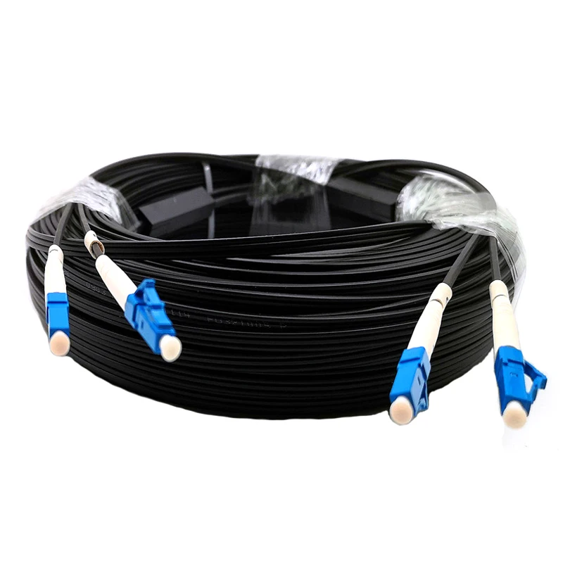 Outdoor Fiber Optic Drop Cable, FTTH, 3 Steel, 2 Cores, Fiber Optic Patchcord, Jumper with LC SC FC ST Connector, 200m