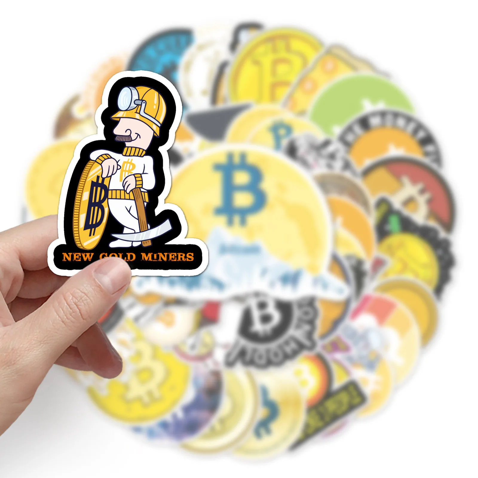 50 pièces Bitcoin crypto monnaie virtuelle BTC autocollants décalcomanie enfants jouets bricolage ordinateur portable Skateboard bagages téléphone dessin animé autocollant cadeaux