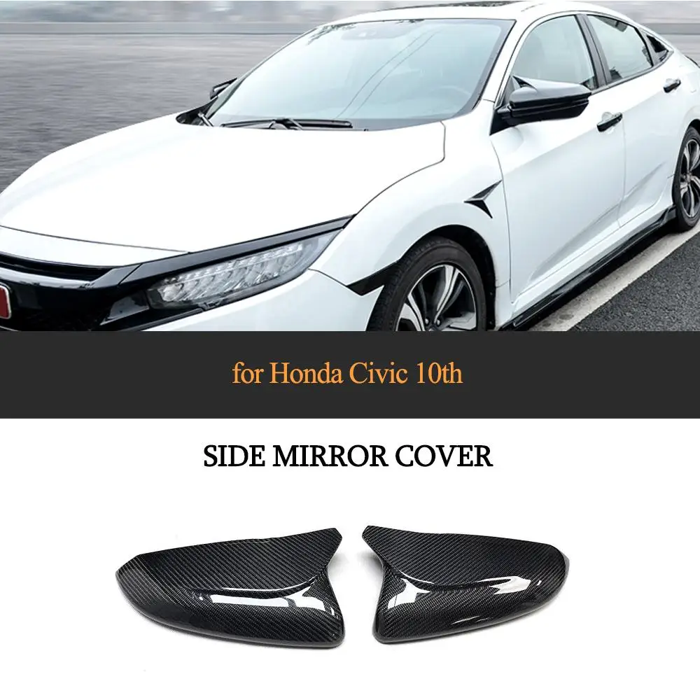 Carbon Fiber Car Side Mirror Covers Caps For Honda Civic 10th 2016 - 2019 Rearview Mirror Covers Caps Shell Case Replacement