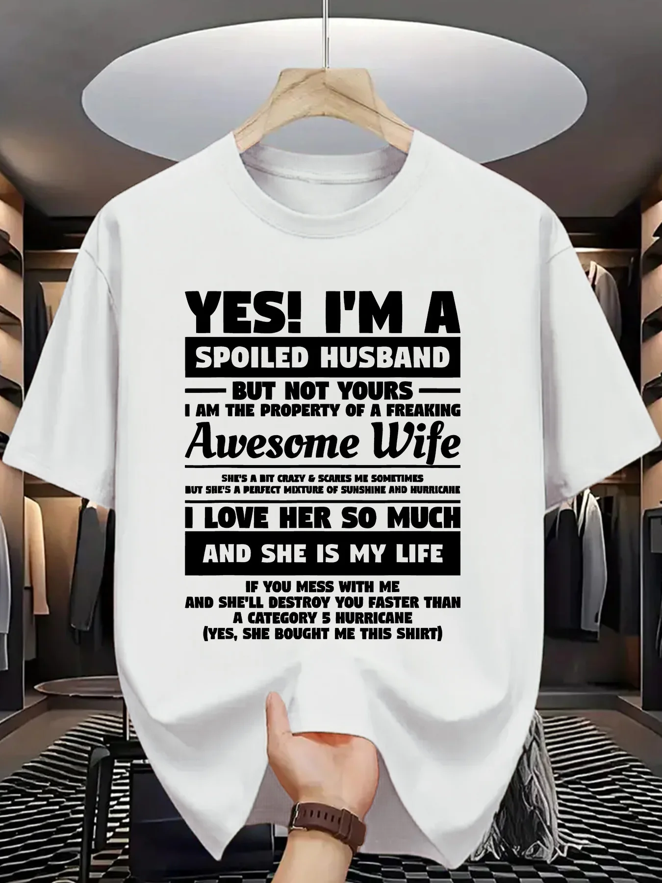 

Мужская летняя повседневная футболка с забавной цитатой мужа, хлопковая легкая дышащая футболка с круглым вырезом и передним карманом