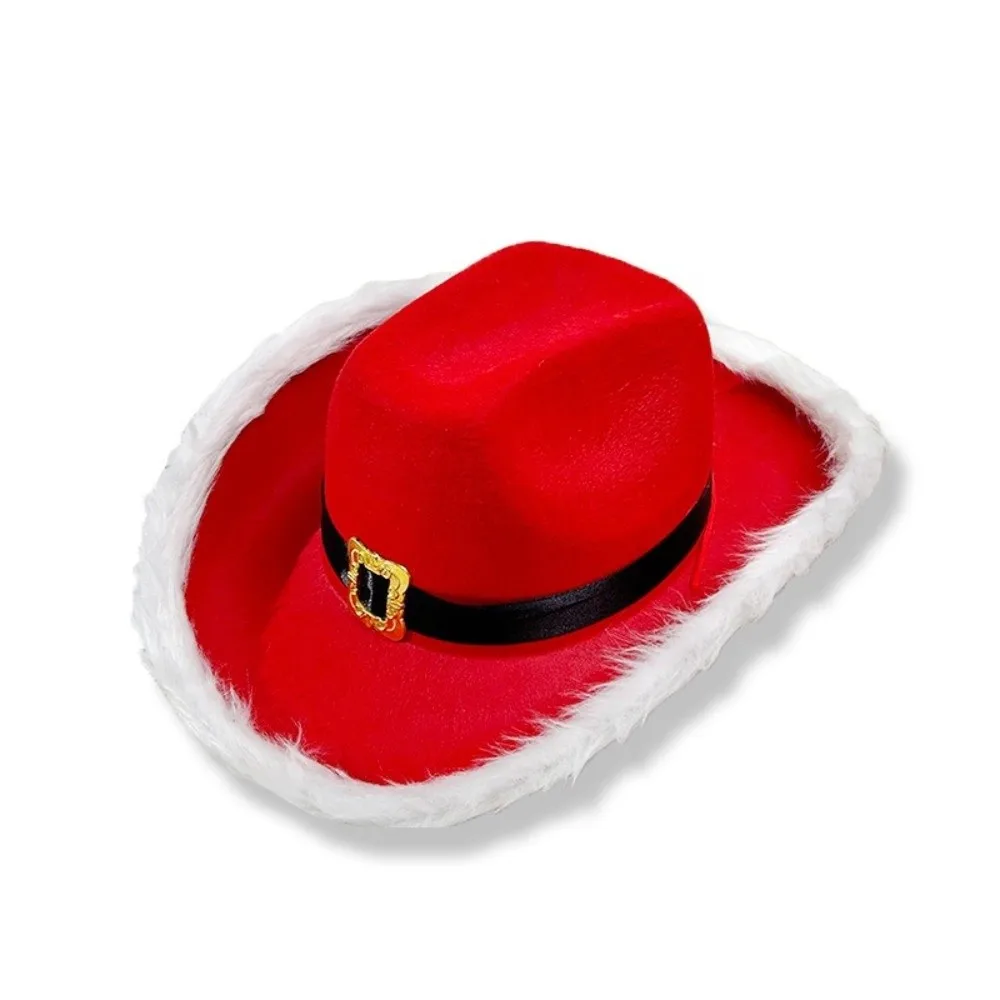 New Felt Cowboy Hat Santa Red Christmas Hat Gentleman Hat Holiday Props
