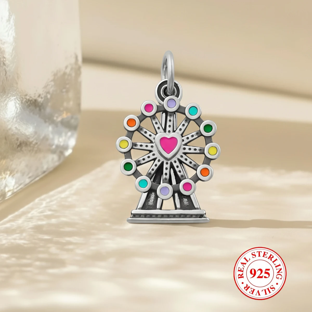 

1 шт., подвеска из стерлингового серебра S925, цветное колесо обозрения, кулон «сделай сам» для ожерелья и браслета, подвеска в уникальном стиле для женского декора