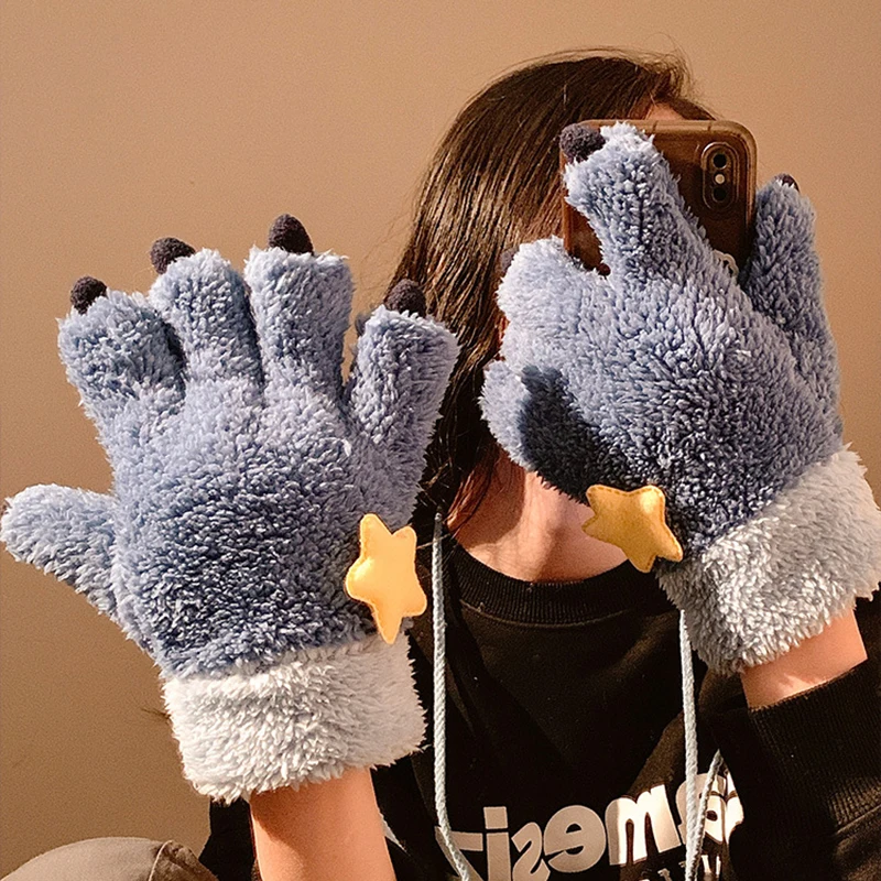 

Новые фигурки стежков, высококачественные перчатки с героями мультфильмов, утепленные варежки с синей лапой на флисовой подкладке, зимние теплые варежки для детей и взрослых, рождественский подарок