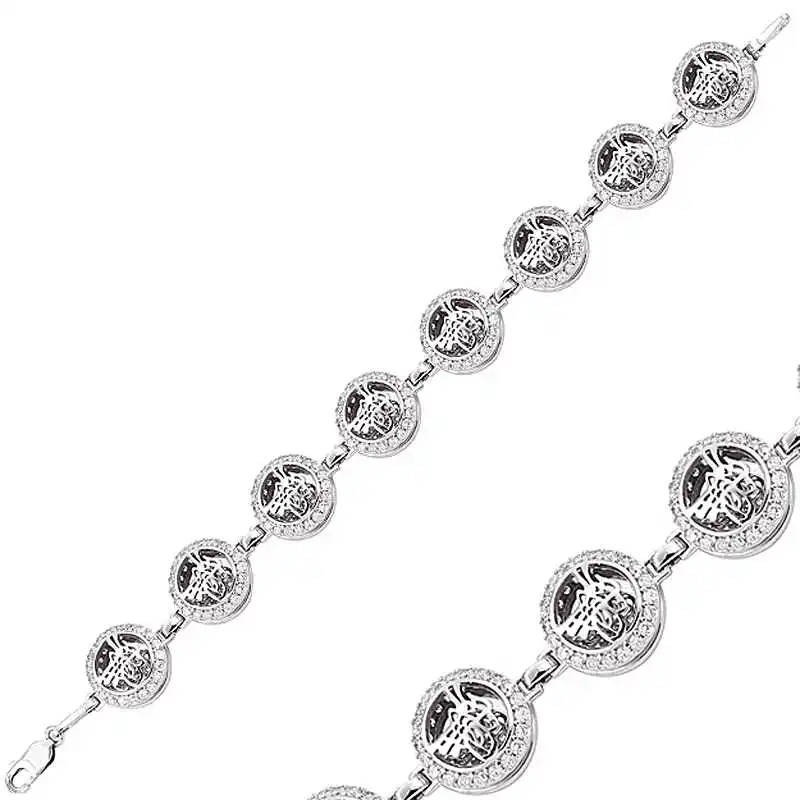 Silver Round Tugra Women's Bracelet Zircon Stone 925 Sterling Jewelry Wedding Party Birthday Gift - Box -for - Laides - Fashion