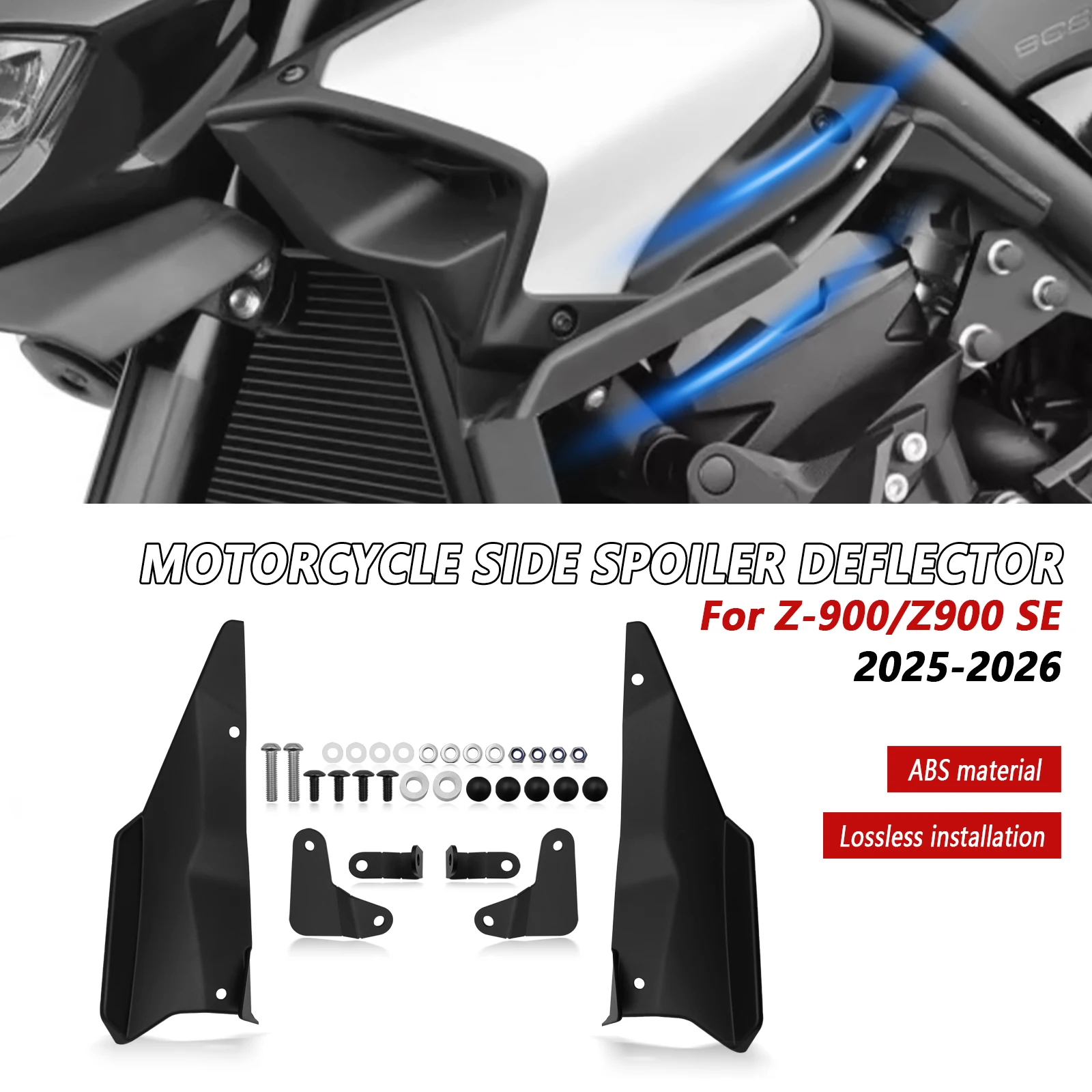 Fits For Kawasaki Z-900 Z900 SE 2025 2026 Motorcycle Sport Downforce Naked Frontal Spoilers Aerodynamic Wing Deflector winglet