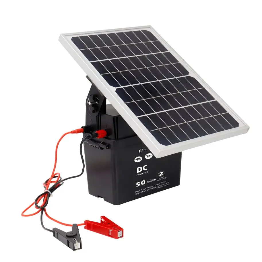 Weatherproof Battery Solar Powered Electric Fence Energizer for Livestock and Farming Wild Animal Intrusion