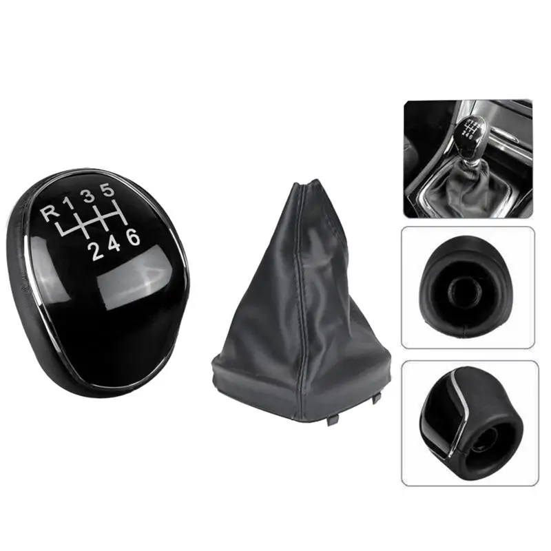 Leading-2X 6 Speed Leather Gear Shift Knob Shift Lever Gaitor Boot Cover For Ford Mondeo Mk4 (2007-2014)