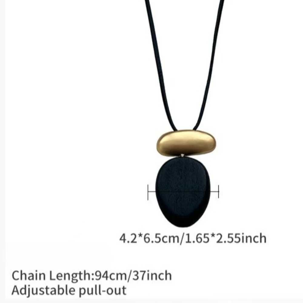 Natürliche Holz Metall Pullover Kette Spleißen Einstellbare Halsketten Frauen Licht Luxus High-end-Lange Halskette Mode Schmuck – Detail 4