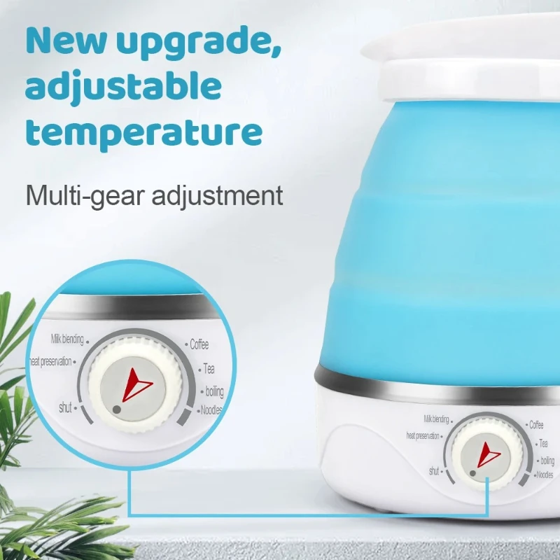 Foldable Electric Kettle 0.6L Upgraded Foldable Handle Constant Temperature Control Portable Travel Kettle for Baby Milk Brewing