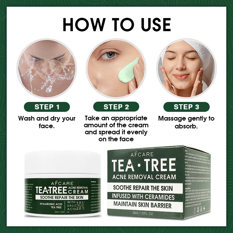Maintain Skin Barrier Tea Tree Acne Removal Cream Infused with Ceramides, Soothe Repair Skin - Moisturizing Facial Moisturizer