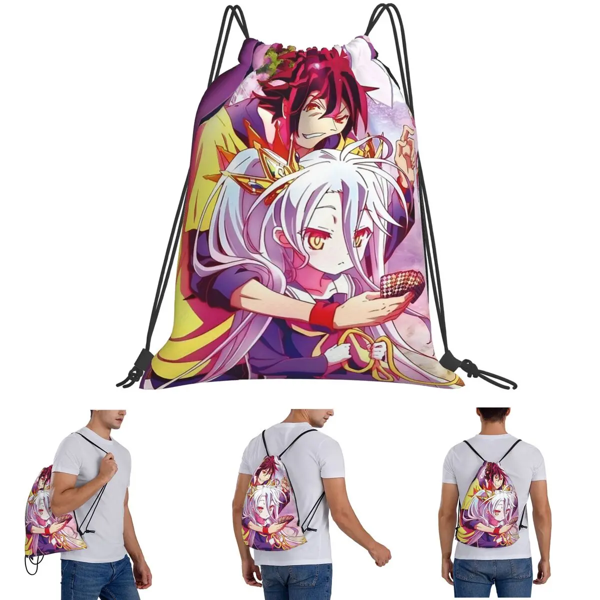 

Рюкзаки No Game No Life Zero Cover с изображением, многофункциональные сумки на шнурке, спортивная сумка, сумки для книг для путешествий студентов