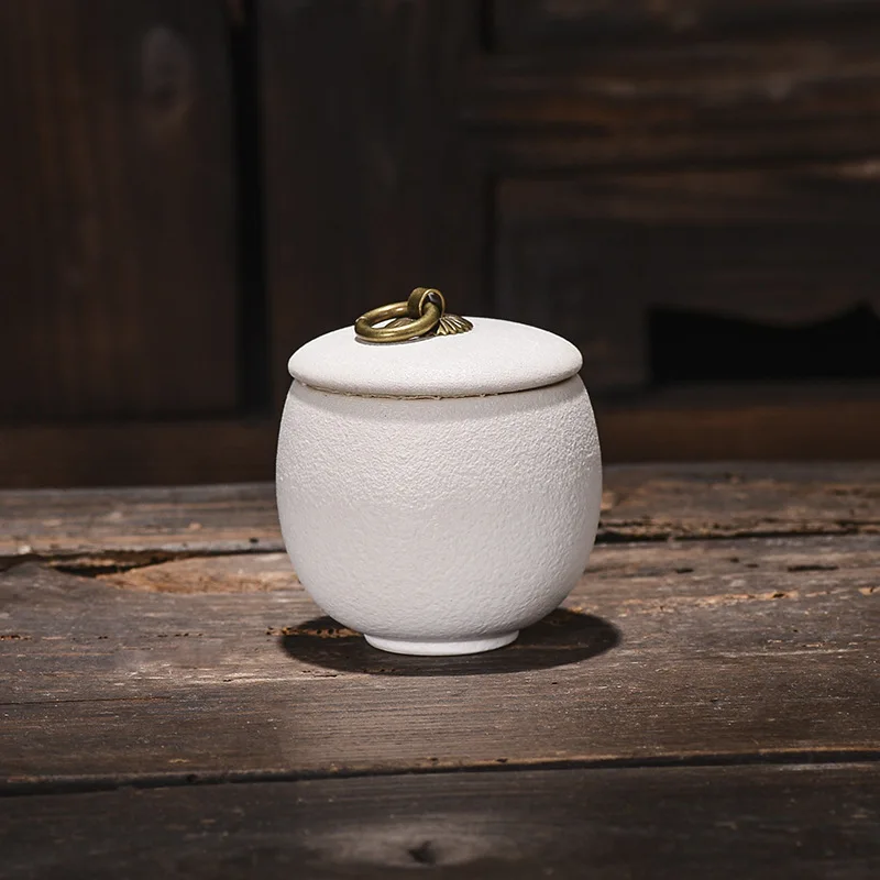 European Oval Ceramic Tea Caddy Sealed Moisture Proof Portable Tea Caddy Coffee Candy Nut Jar Food Container Home Decoration