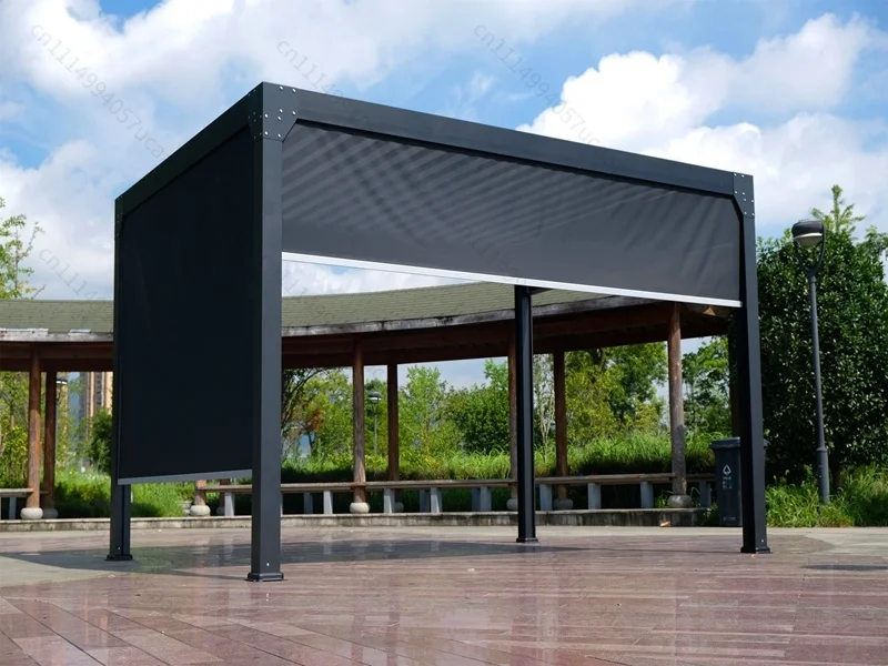 Custom Patio Retractable Roof Pergola Outdoor Waterproof Aluminum Pergola Roof System Bioclimatic Louvre Awning