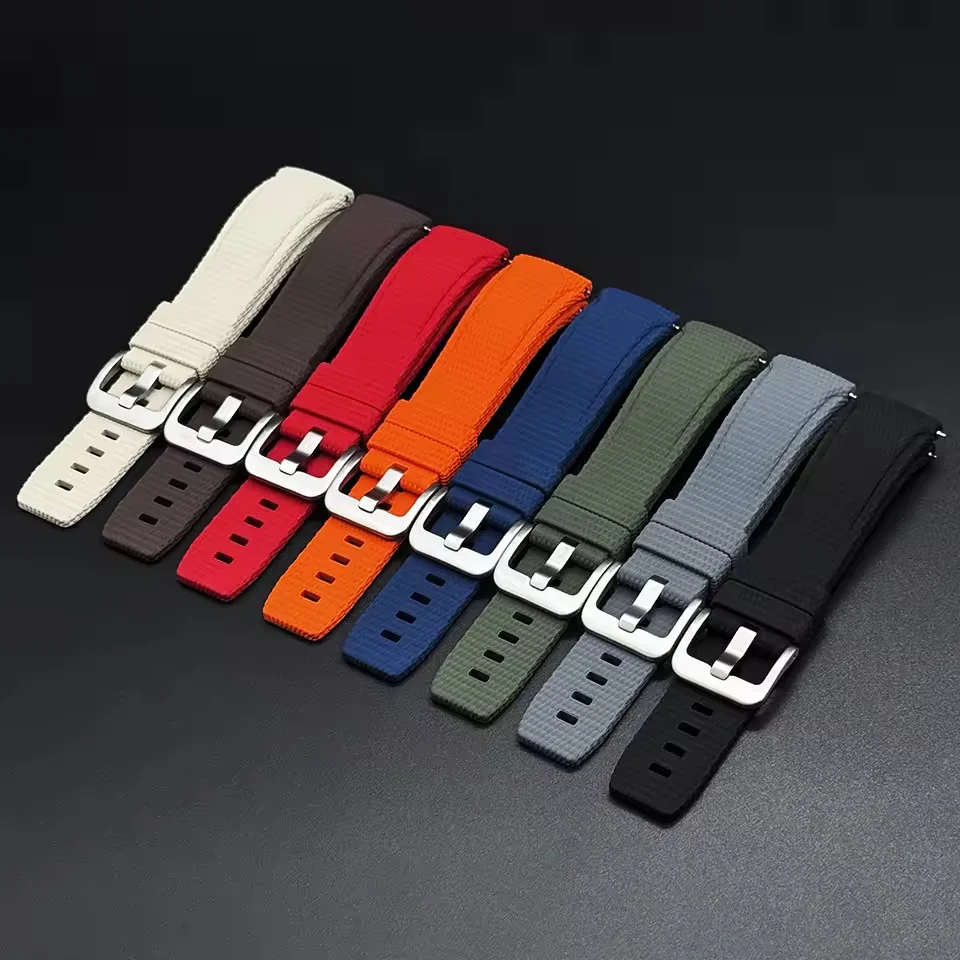 Curved FKM Watch Strap 20/21/22mm Vulcanized Rubber Watch Strap Waterproof Quick Release Watchband for Omega Seiko Dropshipping
