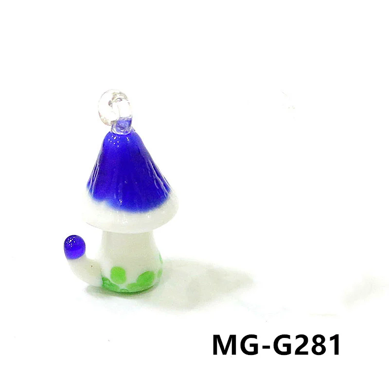 2pcs Creative Cute Miniature Mushroom Glass Charm Pendant Ornament For DIY Jewelry Necklace Bracelet Keychain Making Accessories