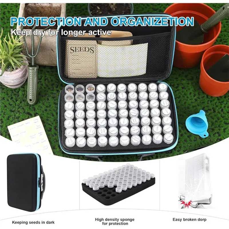 مجموعة أدوات حفظ بذور الحديقة من MOPHE، منظم تخزين البذور 70 فتحة مع 20 ظرفًا للبذور، ملصق كتابة، قمع