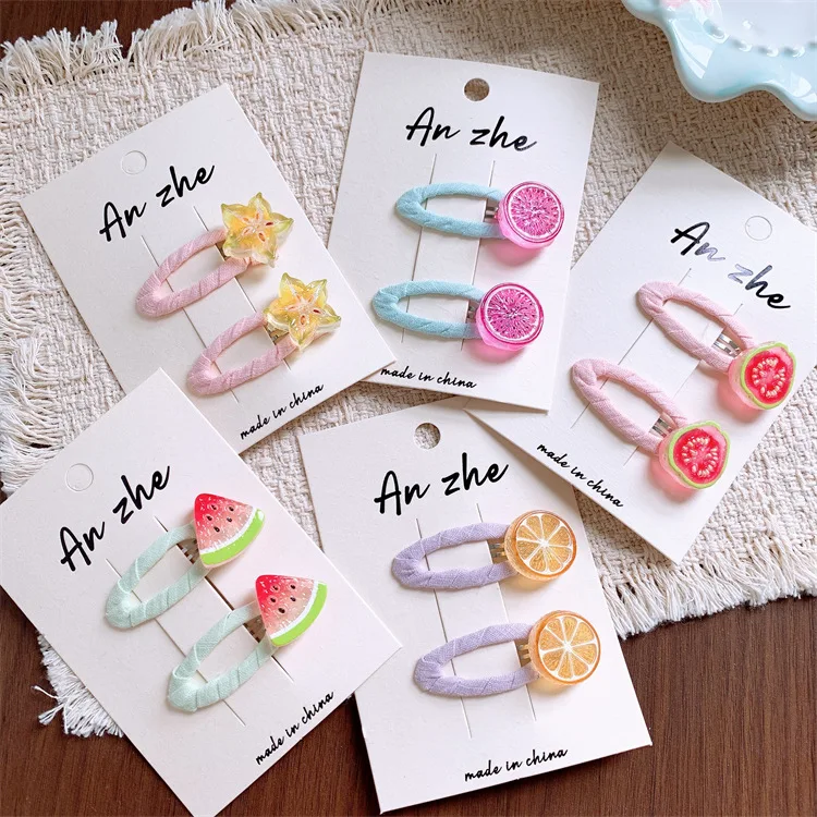 Stylish Cute Acrylic Hair Clips for Baby Girls Watermelon Lemon Fruit Pattern Side Barrettes for Bangs and Flyaway