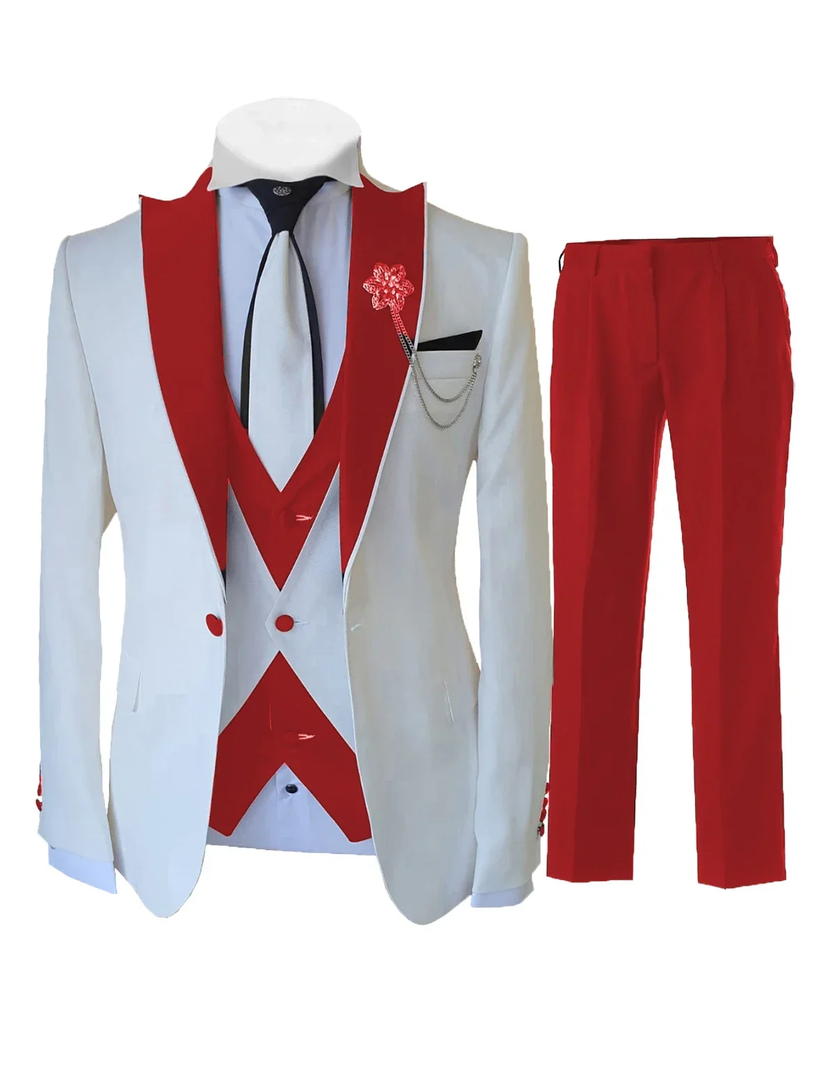 Conjunto de 3 piezas para hombre, traje Formal ajustado para boda, fiesta de novio, graduación, esmoquin (chaqueta + chaleco + Pantalones)