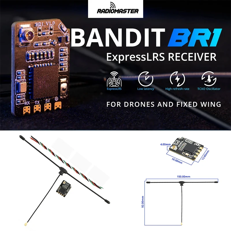 RadioMaster BR1 915MHz ExpressLRS ELRS Receiver Long Range Nano RX for FPV Drone Fixed Wing RC Aircraft Model Parts