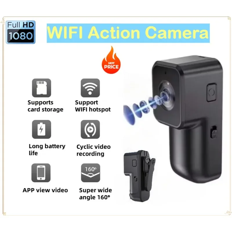 

Mini WIFI Action Camera 1080P HD Sport Video 160°Wide Angle Outdoor Camcorder Portable Back Clip AP Remote View Recorder Pet Cam