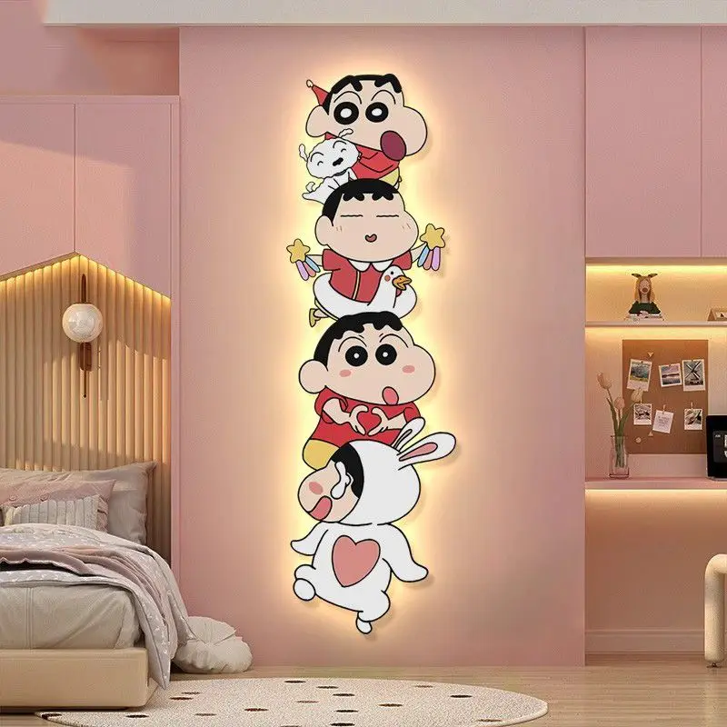 New Kawaii Crayon Shin Chan Hanging Cartoon Children's Room Decoration Painting, Boy Bedroom Room Wall Led Light Toys for Kids