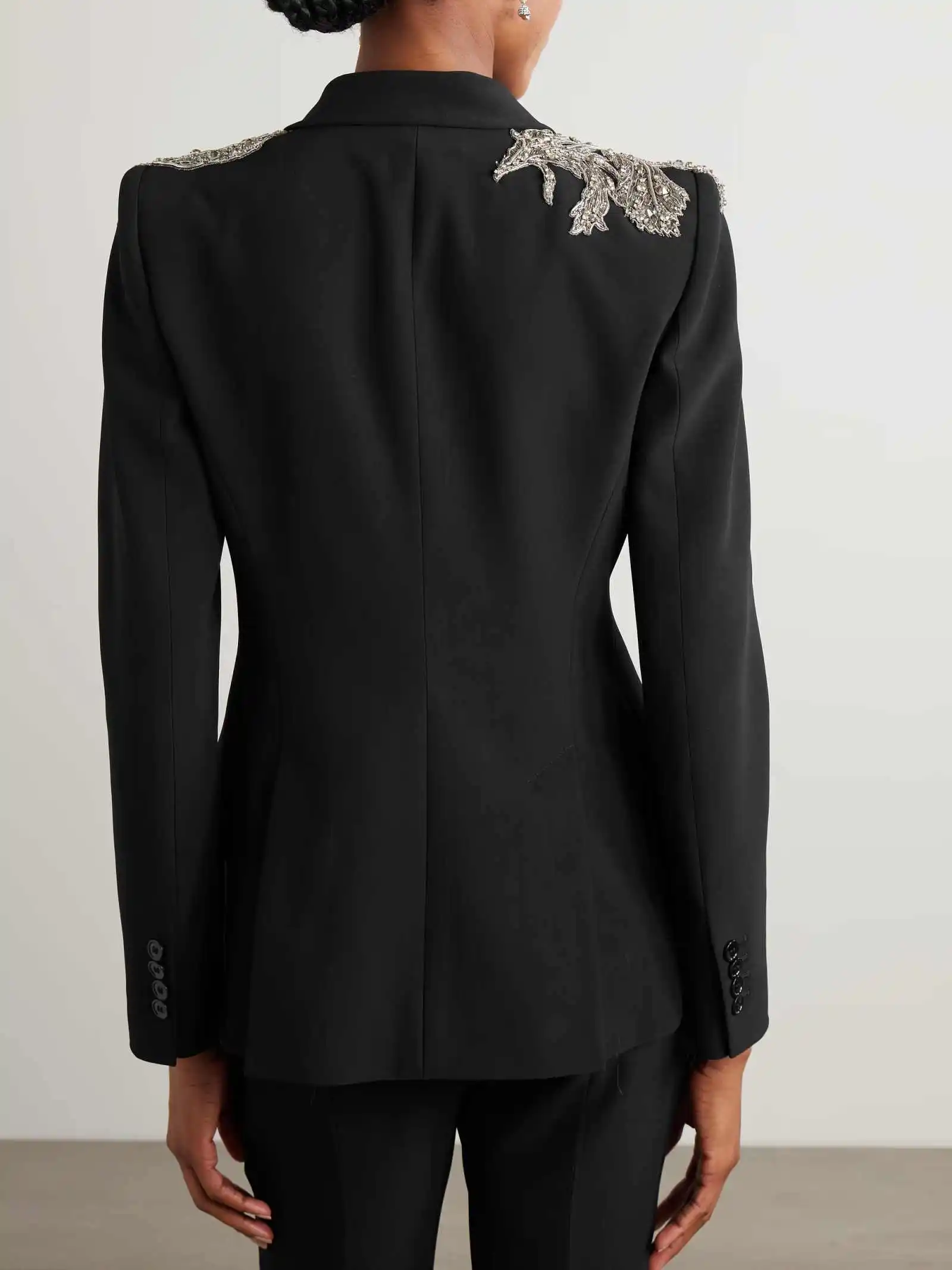 Exquisite Appliques Women Suits Wide Leg Pant Slim Fit Crystal Blazer Fashion Beaded Suit Customized Prom Party Outfits