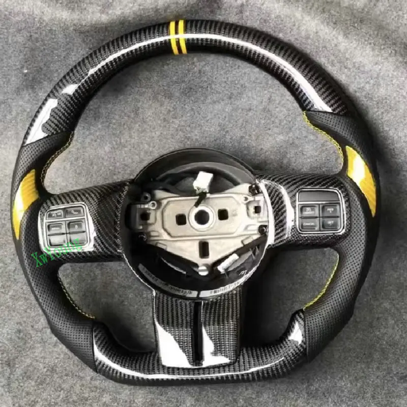 

Customize 100% Real Carbon Fiber With Leather Car Steering Wheel For Jeep Wrangler