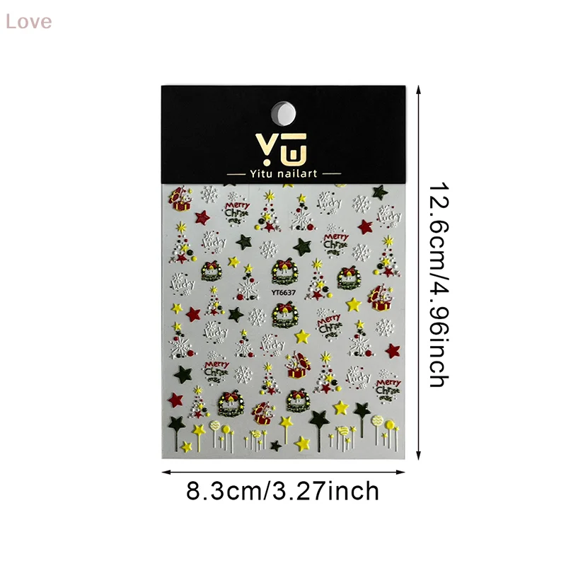 [L&P] 5D ملصقات الأظافر الشارات ندفة الثلج ستار جارلاند أجراس أنماط لعيد الميلاد الشتاء مسمار الفن