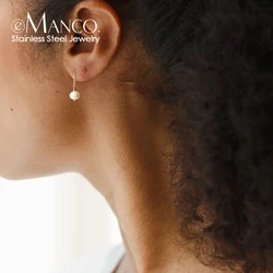 eManco Freshwater Pearl Stainless Steel Chain Dangle Earrings Women's Jewelry Gift