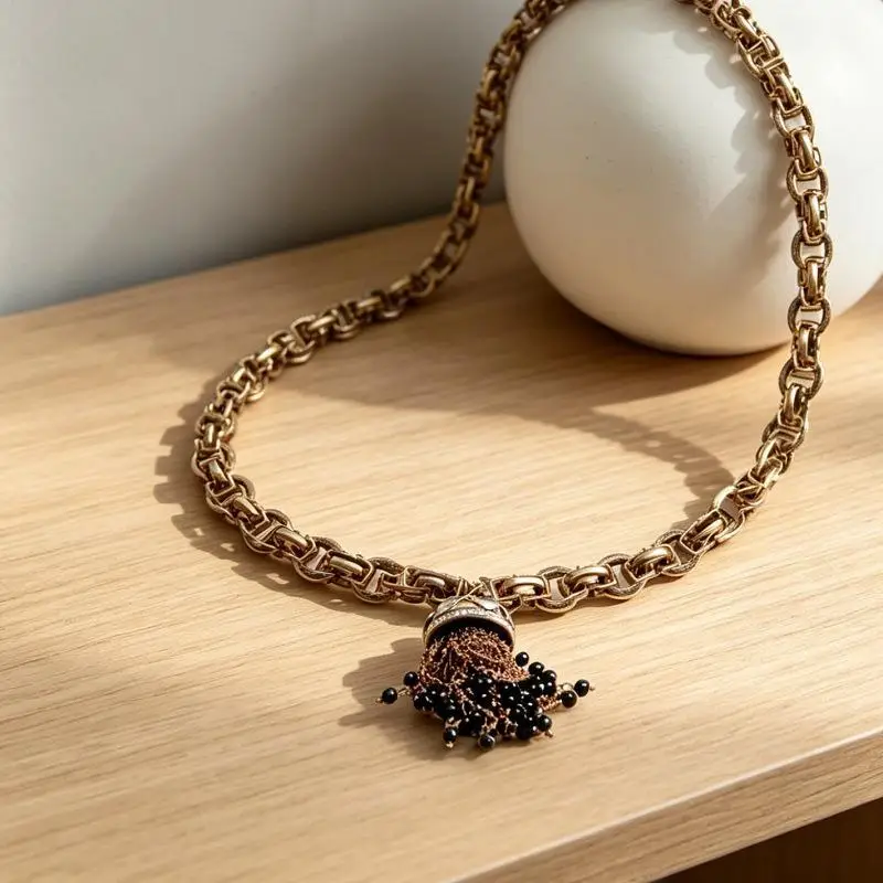 1 Stück, modischer Schmuck für Mädchen, Partygeschenk, Perlenkette mit Anhänger und Strass-Quasten, Halskettenanhänger für Damen. – Detail 1