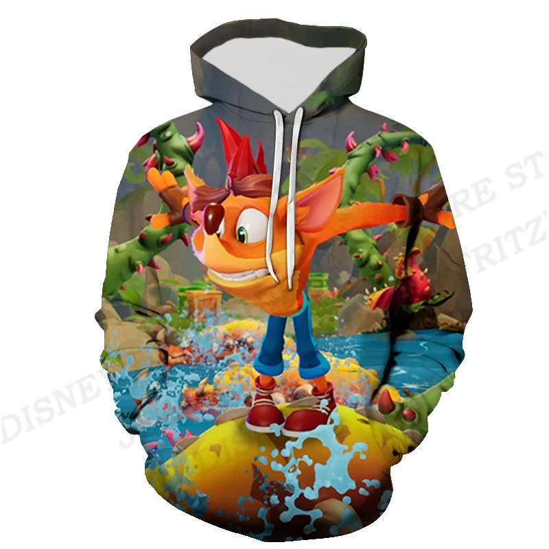 Crash Bandicoot 3d Print Hoodies Children\'s Fashion Funny Hoodie Kids Hip Hop Hoodie Boys Coats Women Sweats Anime Game Sweats