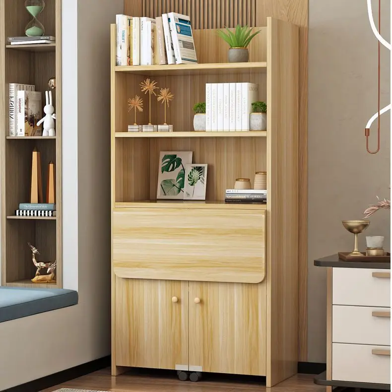 Folding  bookshelf bookcase integrated combination bedroom student writing  study table simple computer