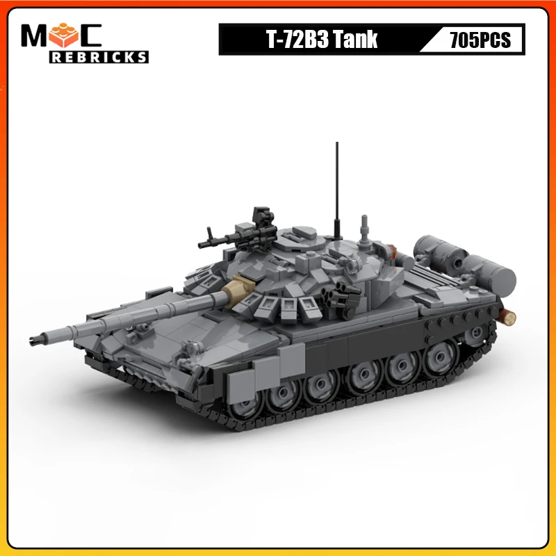 MOC Russian Army T-72B3 Main Battle Tank Model Building Block Kit Military Armored Vehicles Bricks Toys Kid Gifts