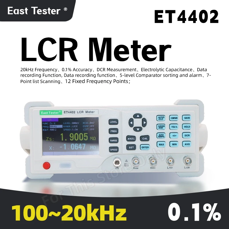 Tester mostkowy LCR stołowy TFT cyfrowy 10/20/100kHz do pomiaru pojemności, rezystancji, impedancji i indukcyjności ET4401