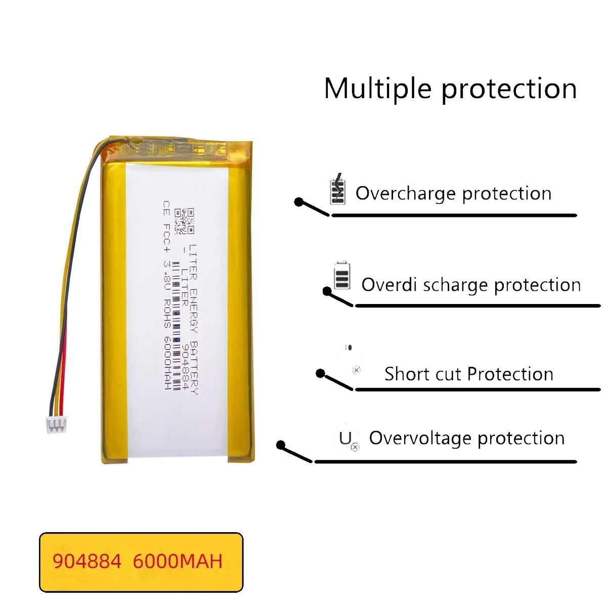 Replace Open source handheld 3.8V 6000mAh 904884 Lipo Battery For anbernic RG405V Game machine