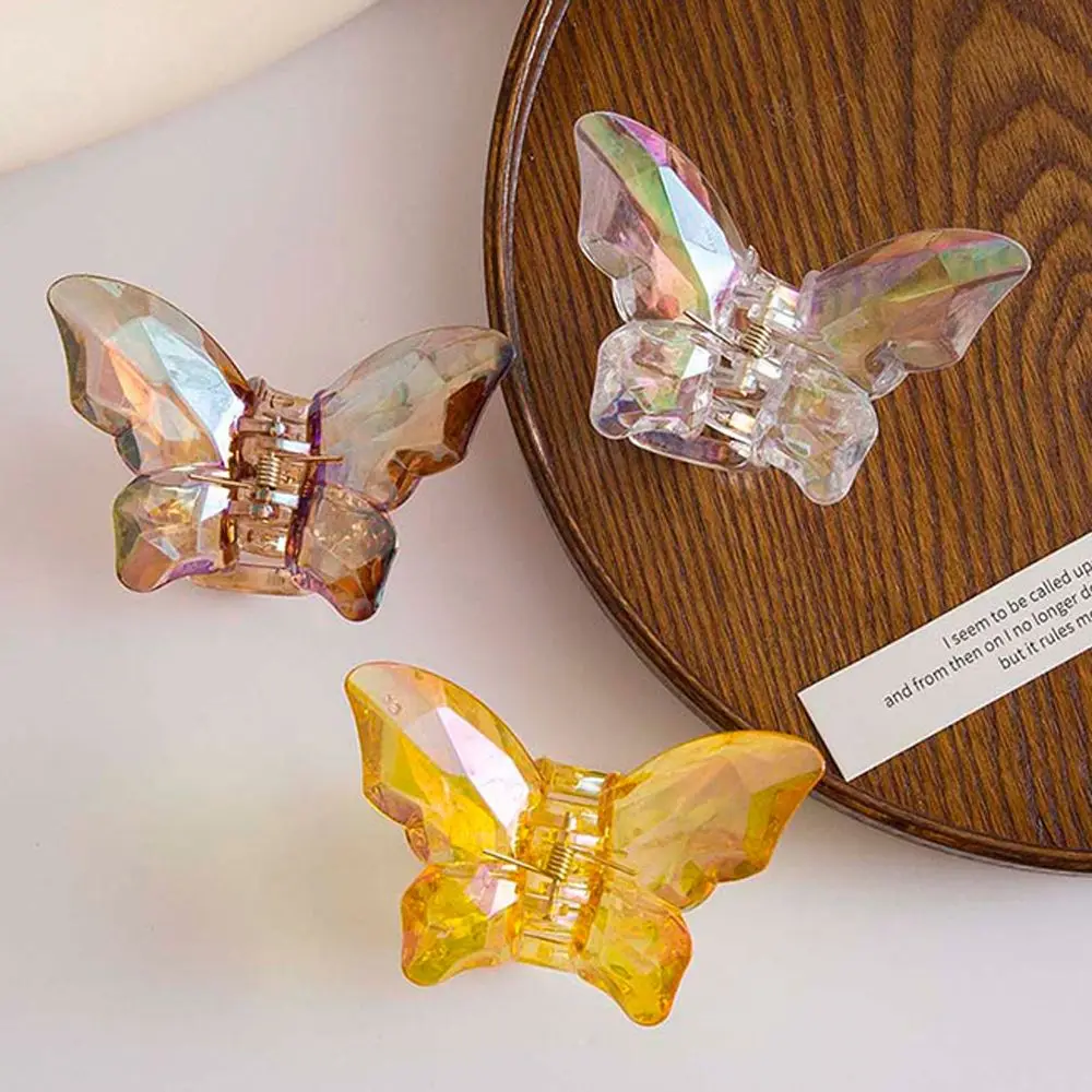 Sweet Laser Back Of The Head Acrylic Fairy Female Hair Crab Clip Transparent Shark Clip Crystal Hair Clip Butterfly Hair Claw