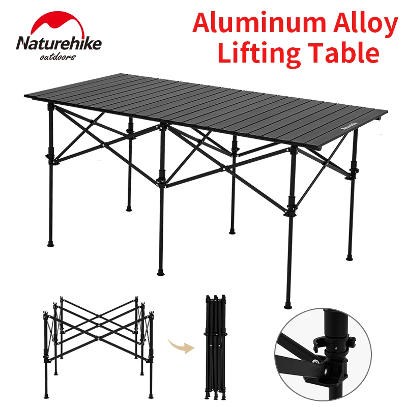 Naturehike Lift Table Aluminum Alloy Outdoor Camping Picnic BBQ Table Adjustable Height Folding Desk Retractable Board Portable