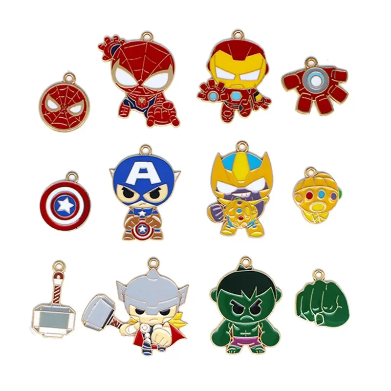 Spiderman Anime Avengers DIY Alloy Accessories Hero Necklace Pendant Keychain Pendant Jewelry Findings Components