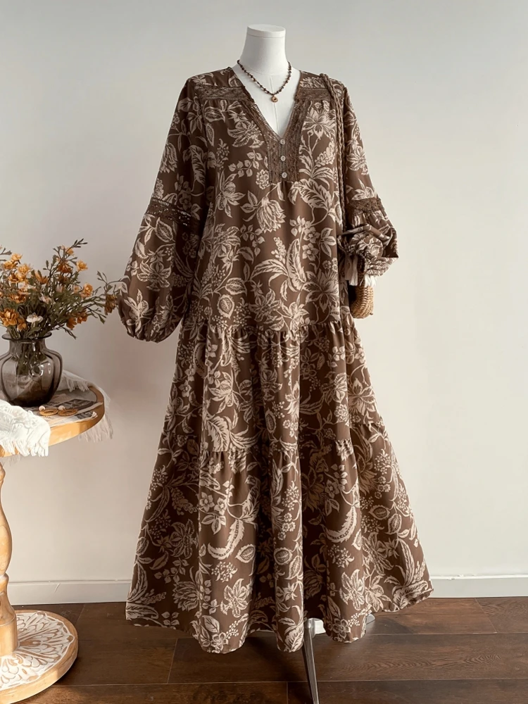 L-4XL Plus Size Clothes Dresses Women Spring Autumn Robes Long Sleeve Street Style Casual 3XL Big Size Maxi Dress Oversized