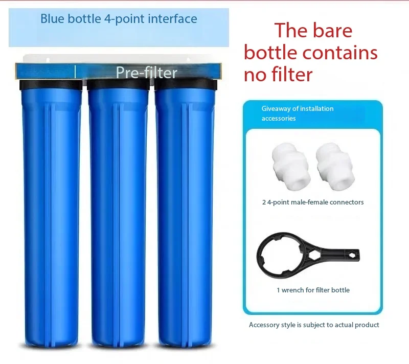 Thickened Blue Transparent Pre-Filter Bottle, 3-Stage 20 Sediment Water Filter for Home Well Water Purification