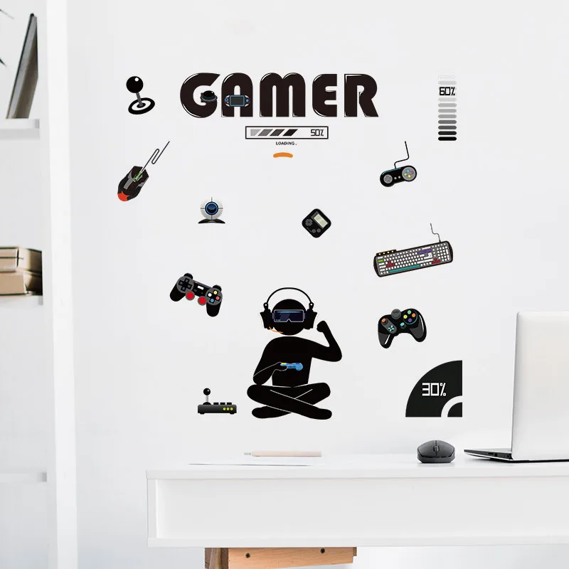 ملصقات حائط كرتونية من مادة PVC ، ملصقات لألعاب اللعب ، غرفة النوم ، غرفة المعيشة ، يأتي اللاعب ، صبي كهربائي ،