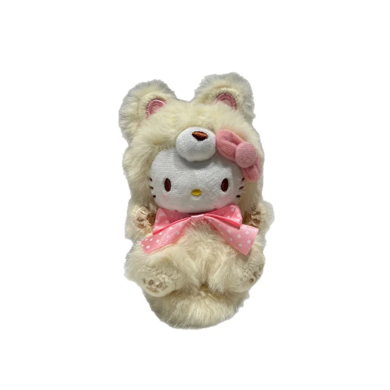 10cm 애니메이션 헬로 키티 플러시 장난감 pp 면화 채우기 카와이 인형 키 체인 펜던트 소녀 심낭 포장 장식 선물