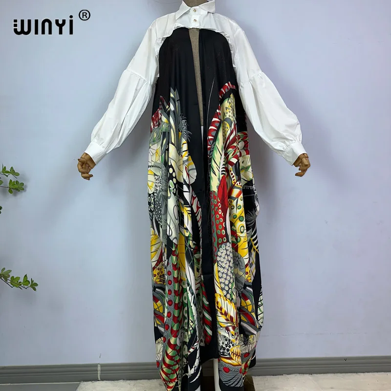 WINYI cardigan For Women Africa long Sleeve Street wear summer print Muslim Lady Popular Ramadan Kimonos kuwait fashion kaftan