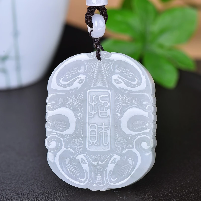 

Natural Xinjiang Hetian White Jade Tianshan Cuifu Character Guanyin Pendant Lucky Treasure Pixiu Necklace dragon