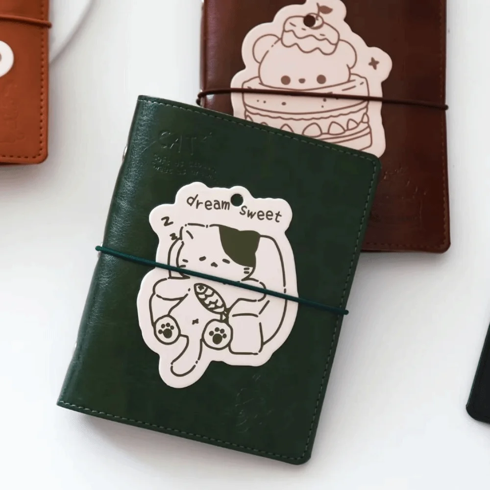 Portable Loose-Leaf Notebook 5-Ring PU Leather Hardcover Work Record Book 80 Sheets with Calculator Binder Notepad